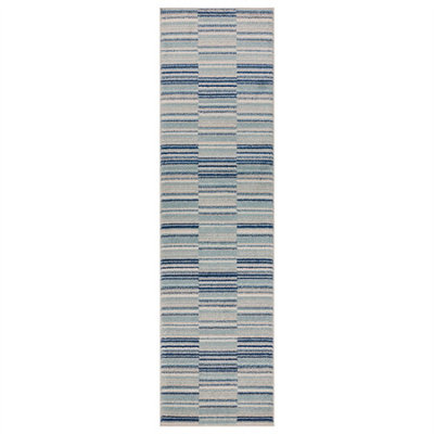 Blue Stripe Optical/ (3D) ,Funky Modern Easy to clean Rug for Dining Room-66 X 240cm (Runner)