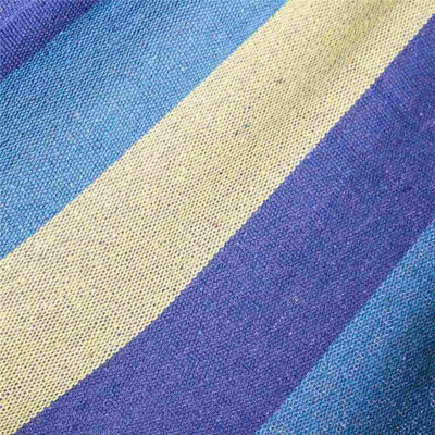 Blue Striped Double Hammock with Folding Stand