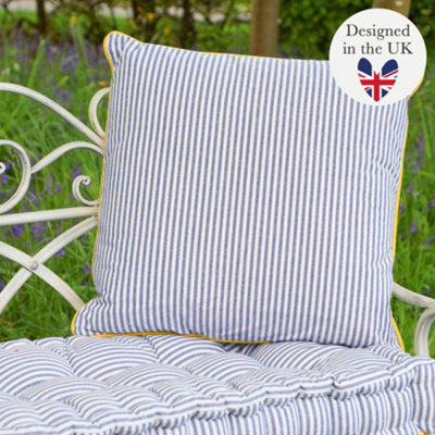 Blue Striped Large Garden Cushion with Removable Inner DIY at B Q