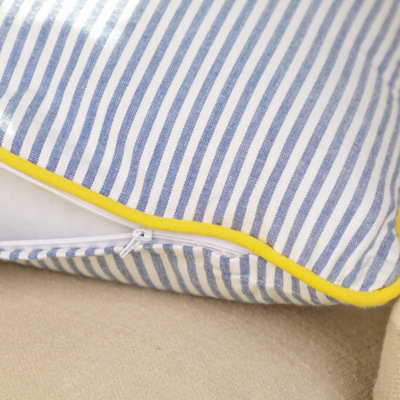 Blue Striped Large Garden Cushion with Removable Inner - 4