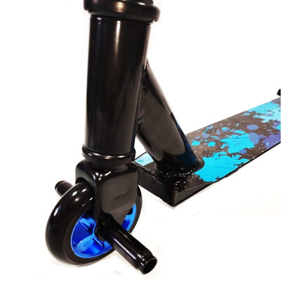 Blue Stunt Scooter Kids Adults Fixed Bar Pro Push Kick 360 Degree Wheel ...