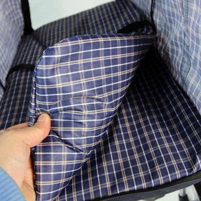 Blue Tartan Folding Pushchair Pet Stroller - 4