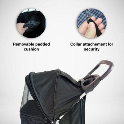 Blue Tartan Folding Pushchair Pet Stroller - 7