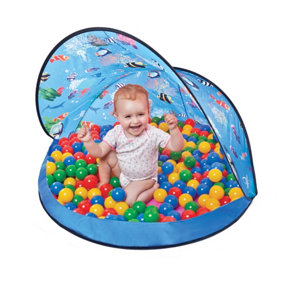 Blue Tent Ball Pit Childrens Foldable Carry Play Area w/ 50 Balls