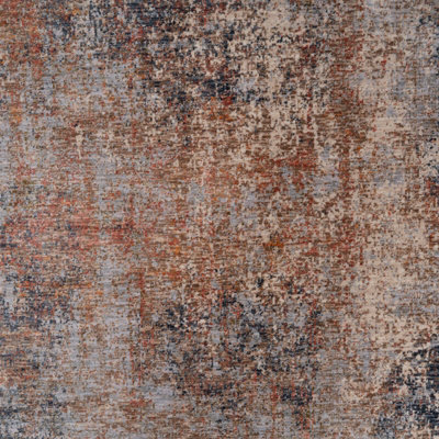 Blue Terracotta Distressed Abstract Soft Fringed Rug 160x230cm