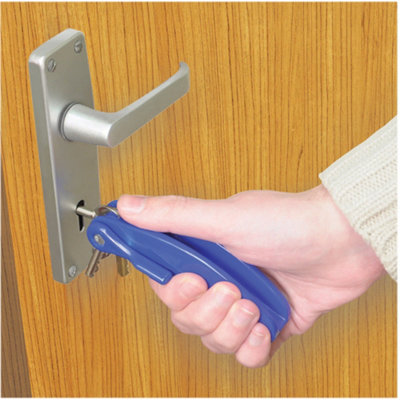 Blue Three Key Turner Aid - Large Easy to Hold Handle - Folding Keys Turning Aid