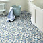 Blue Tile Effect Anti-Slip Vinyl Flooring For DiningRoom LivingRoom Hallways And Kitchen Use-2m X 2m (4m²)