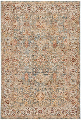 Blue Traditional Bordered Geometric Easy to clean Rug for Dining Room Bed Room and Living Room-69 X 310cm (Runner)