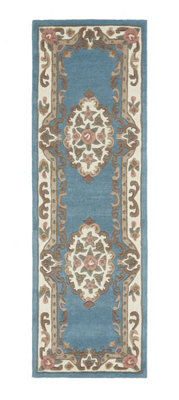 Blue Traditional Wool Rug, Floral Rug with 25mm Thickness, Blue ...