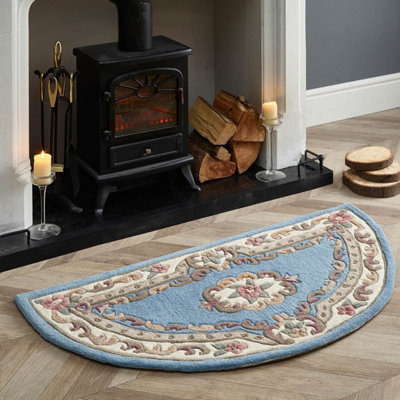 Blue Traditional Wool Rug, Floral Rug with 25mm Thickness, Blue ...