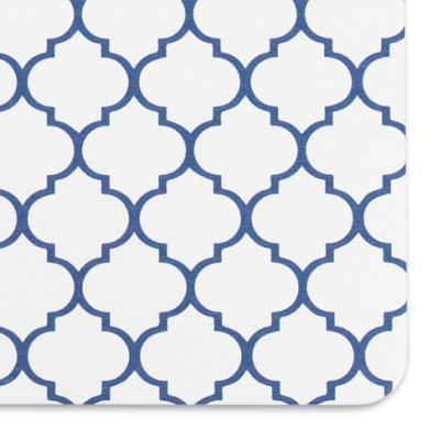 Blue Trellis White Stone Non Slip Bath Mat - 4