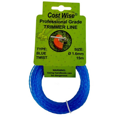 Blue Twisted Strimmer Line 1.6mm x 15m Durable Low Noise High Visibility