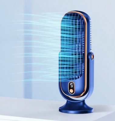 Blue USB Rechargeable Desktop Portable Oscillating Mini Fan