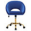 Blue Velvet Adjustable Height Swivel Ergonomic Home Office Chair