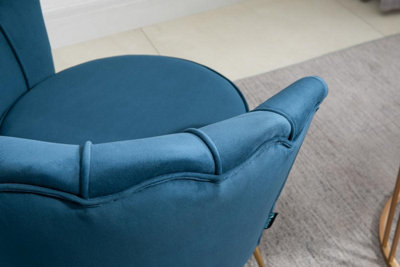 Blue Velvet Armchair Birlea Ariel Easy Accent Fabric Gold Vintage Design
