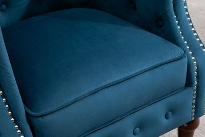 Blue Velvet Armchair Birlea Freya Easy Accent Fabric Chesterfield Design