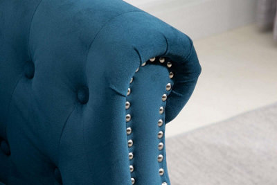 Blue Velvet Armchair Birlea Freya Easy Accent Fabric Chesterfield Design