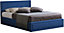 Blue Velvet Small Double Ottoman Storage Bed Frame With Mattress