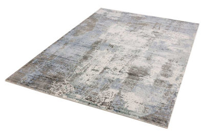 Blue Viscose Easy to clean Abstract Handmade , Luxurious , Modern Rug for Living Room, Bedroom - 200cm X 290cm