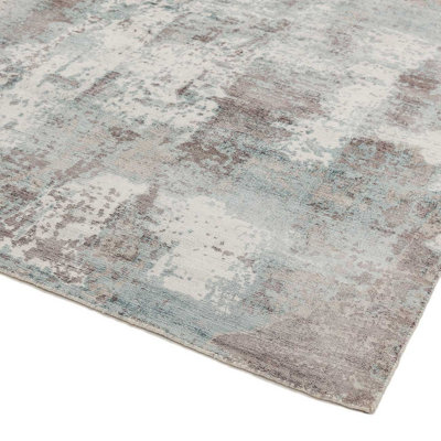 Blue Viscose Handmade , Luxurious , Modern Easy to Clean Abstract Rug for Living room, Bedroom - 240cm X 340cm