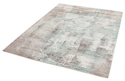 Blue Viscose Handmade , Luxurious , Modern Easy to Clean Abstract Rug for Living room, Bedroom - 240cm X 340cm