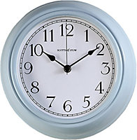 Blue Wall Clock - Radio Controlled Hanging Automatic Analog Clock with Colourful Outer Frame - Measures 25cm Diameter x D6cm
