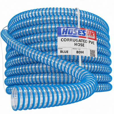 Blue Water Butt Hose 28mm x 40m Clear Wall Corrugated PVC Flexible ...
