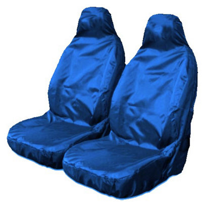 Blue Waterproof Front Car Seat Covers Pair Heavy Duty Universal Fit for Cars & Vans by Carseatcover UK