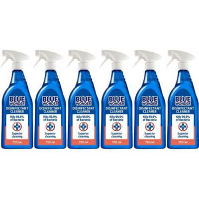 Blue Wonder Disinfectant Cleaner Spray Superior Cleaning 750ml x 6