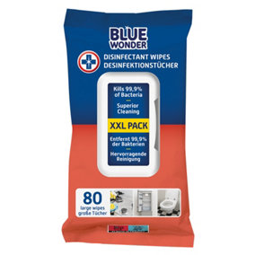 Blue Wonder Disinfectant Cleaner Wipes 80 Large Wipes XXL Pack