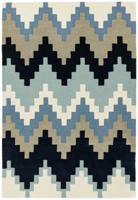 Blue Wool Abstract Handmade Luxurious Modern Rug for Bedroom & Living Room-200cm X 300cm