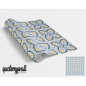Blue & Yellow Abstract Vintage Tile Wrap