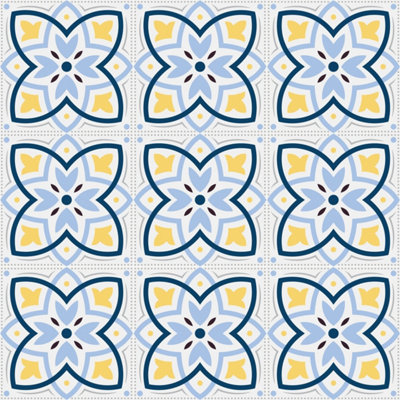 Blue & Yellow Abstract Vintage Tile Wrap