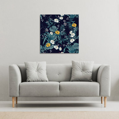 Blue & Yellow Flowers (Canvas Print) / 101 x 101 x 4cm | DIY at B&Q