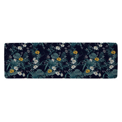 Blue & Yellow Flowers Runner Special Soft Home Rug