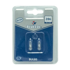 Bluecol 286 Indicator Bulb Twin Pack 12V 1.2W Capless Car Automotive Replacement