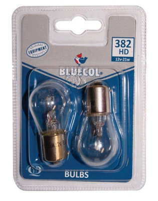 Bluecol 382 Indicator Heavy Duty Bulb Twin Pack 12V 21W SCC Car Automotive