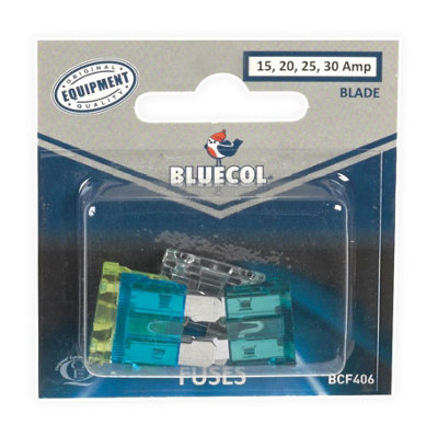 Bluecol BCF406 Blade Fuses 15 20 25 30 Amp Electrical Car Van Auto Terminal