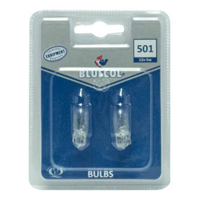 Bluecol F83729 Stop & Tail Light Bulb Twin Blister Pack 501 12V 5W Capless