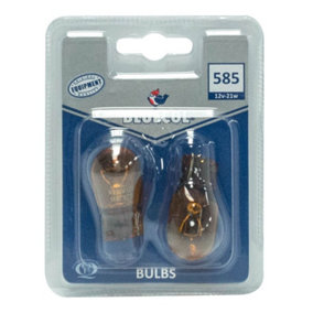 Bluecol G00876 Indicator Light Bulbs Blister Twin Pack 585 Amber 12V 21W x 2