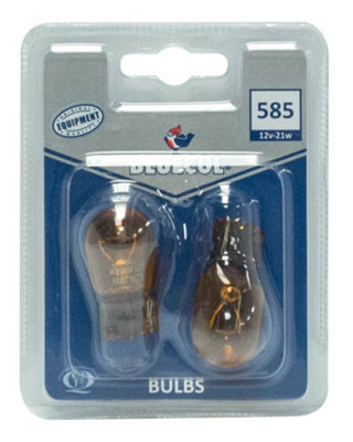 Bluecol G00876 Indicator Light Bulbs Blister Twin Pack 585 Amber 12V 21W x 3