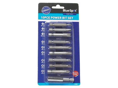 Bluespot 10 Piece Power Bit Set with Magnetic Holder