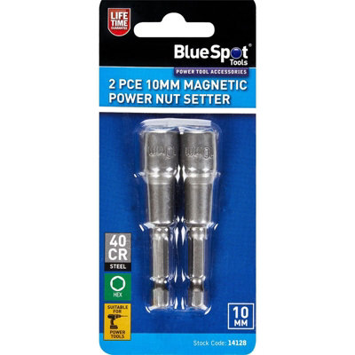 Bluespot 10mm Torque Magnetic Power Nut Bolts Hex Head Setter 1/4" 2pc