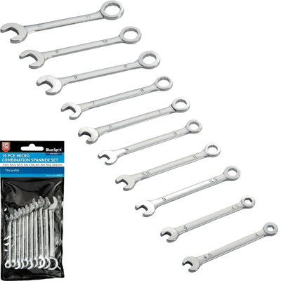 BlueSpot 10pc Mini Metric Combination Spanner Wrench Set 4mm - 11mm