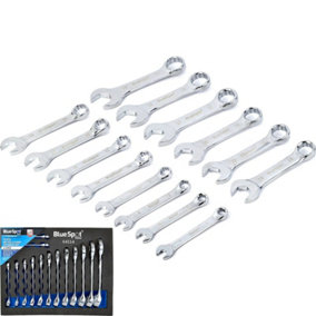 BlueSpot 14pc Combination Spanner Set Metric Stubby Wrench Spanners