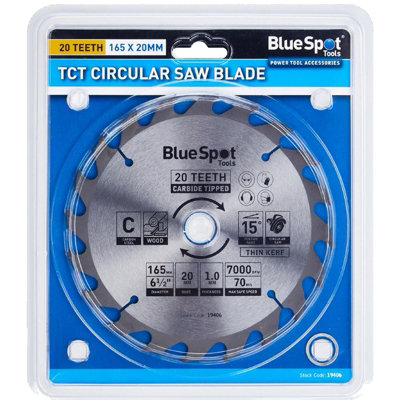 BlueSpot 165mm Tct Circular Mitre Saw Blade Blades 20mm Bore 20 Teeth