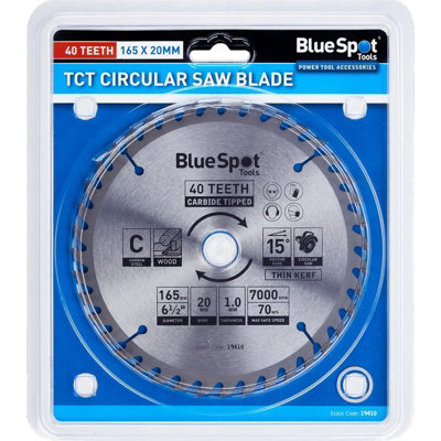 BlueSpot 165mm Tct Circular Mitre Saw Blade Blades 20mm Bore 40 Teeth