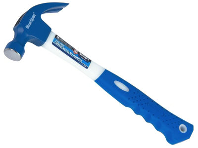 BlueSpot 16oz Claw Hammer Fibreglass Rubber Grip Handel Hardened Steel Head