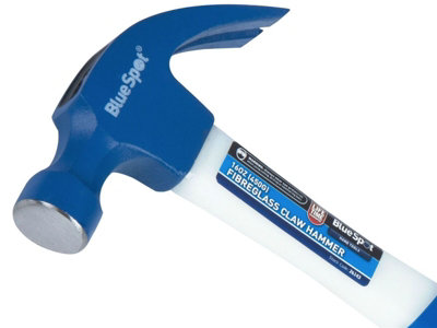 BlueSpot 16oz Claw Hammer Fibreglass Rubber Grip Handel Hardened Steel Head