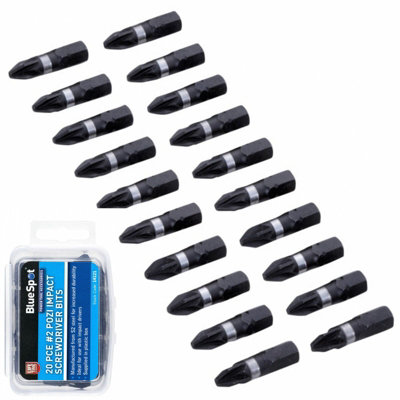 BlueSpot 20pc Impact Bit Set Drill Driver Screwdriver Bits 25mm PZ2 ...